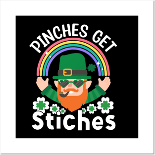 Saint Patty Fun Lucky Leprechaun Pinches Get Stiches Posters and Art